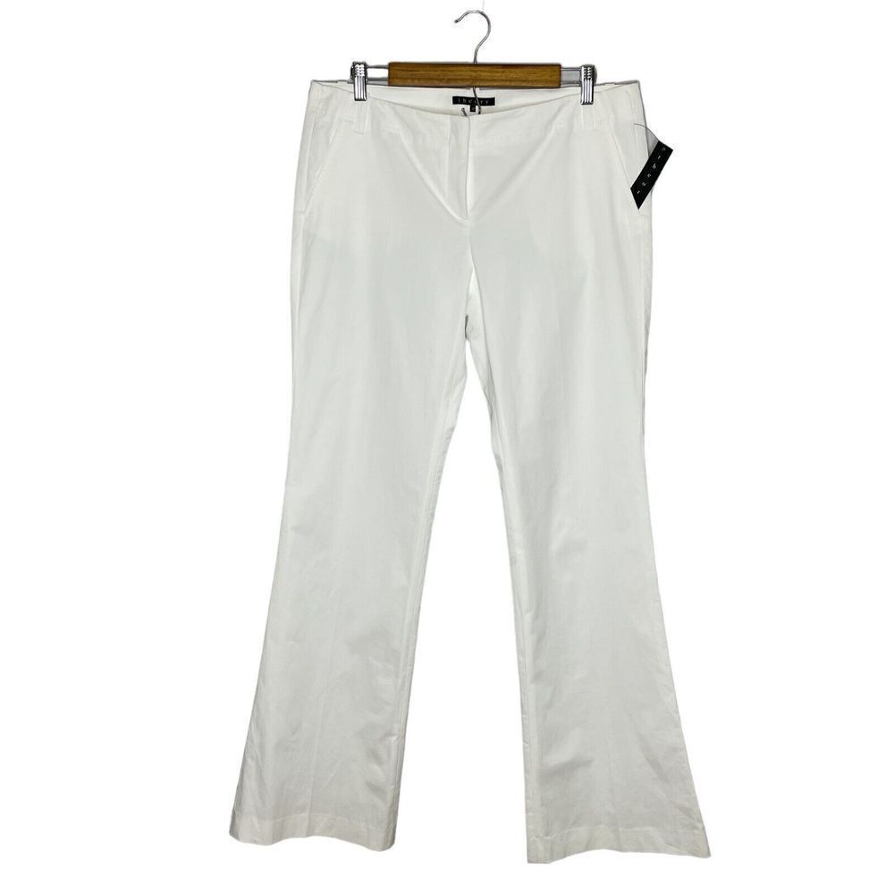 Theory Hiroko Flare Leg White Trousers Career White Pants Stretch Size 12